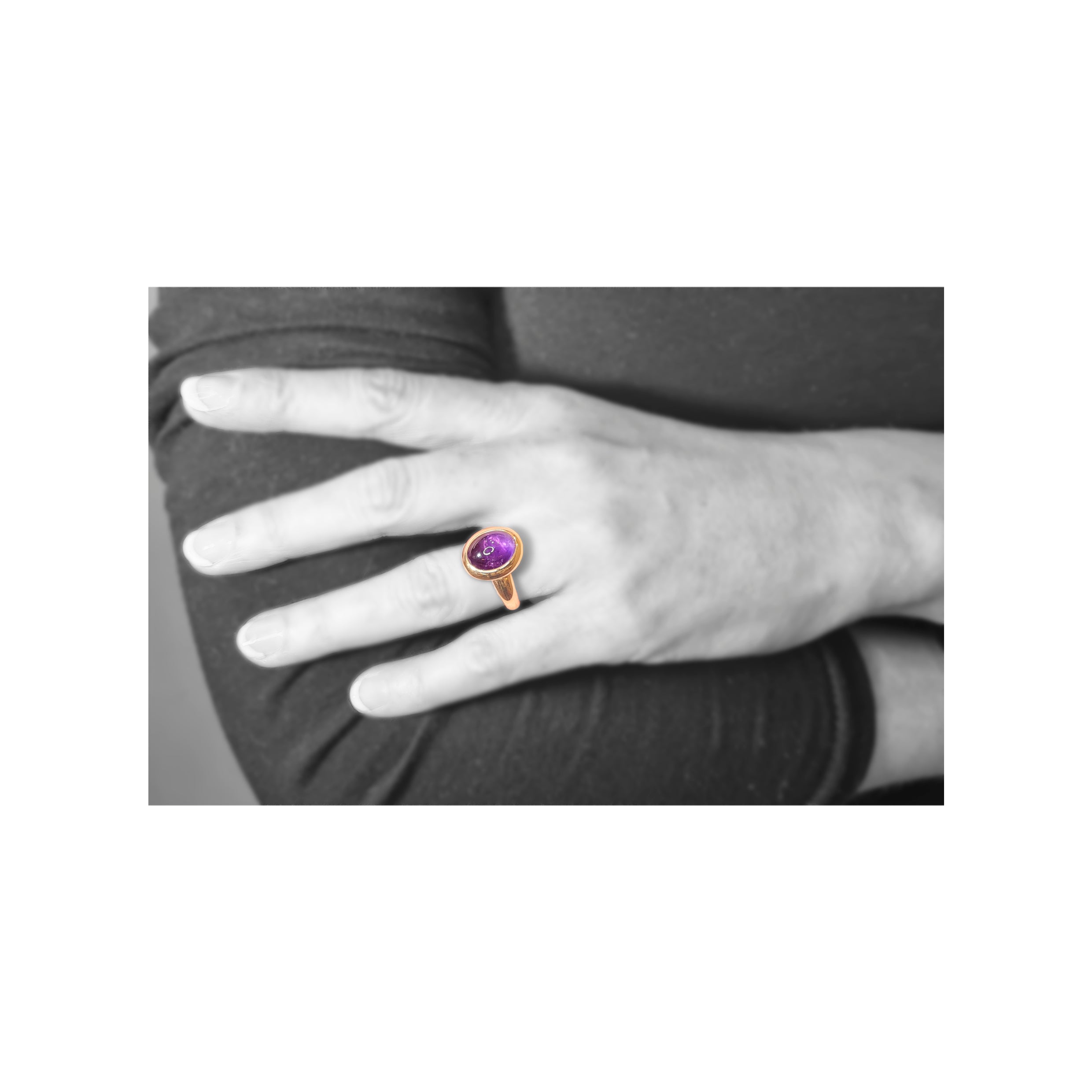 Ring 750 Roségold mit Amethyst Cabochon – Bild 2