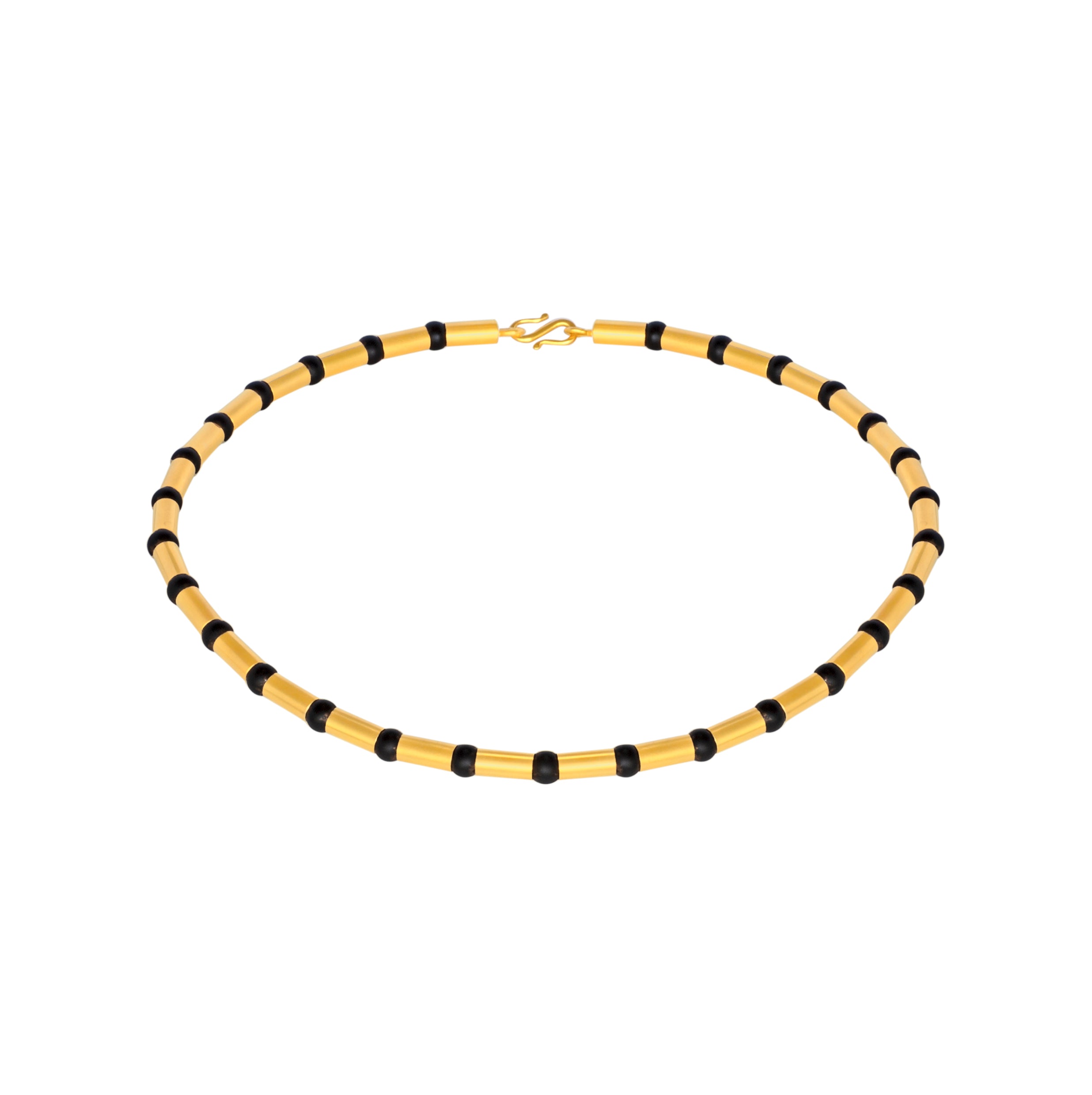 Collier 750 Gelbgold mit Onyxkugeln