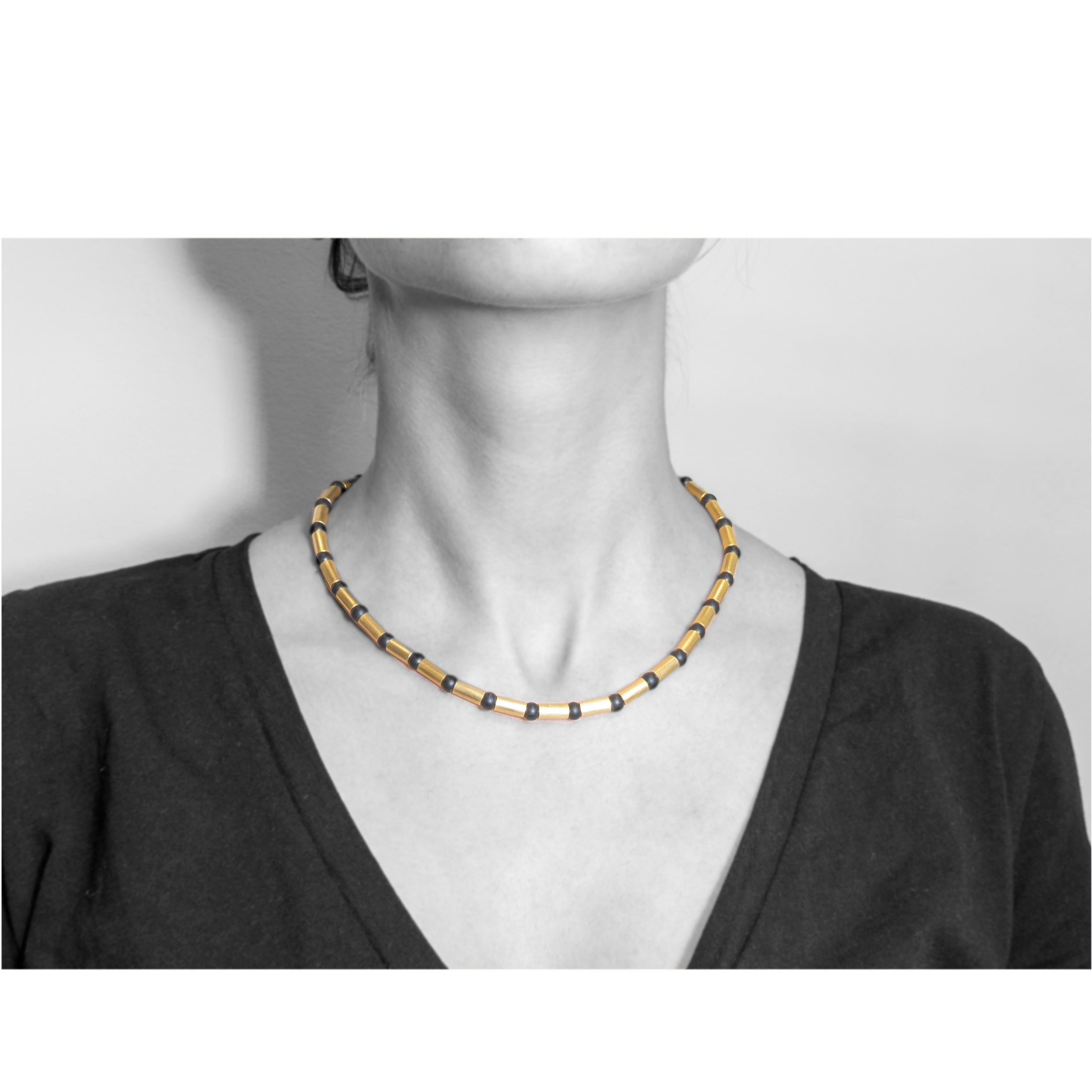 Collier 750 Gelbgold mit Onyxkugeln - Image 2