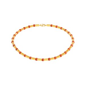 Collier 750 Gelbgold mit Korallkugeln