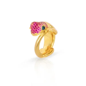 Ring Gecko mit pink Saphiren