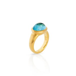Ring 750 Gelbgold mit Aquamarin Cabochon