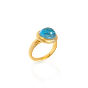 Ring 750 Gelbgold mit Aquamarin Cabochon