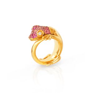 Ring "Gecko" mit pink Saphiren und Brillanten