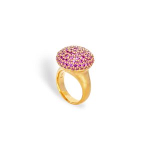 Mantelring tailliert mit pink Saphiren