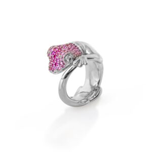 Ring "Gecko" mit pink Saphiren und Brillanten
