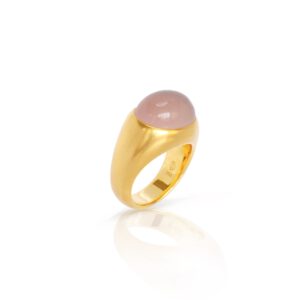 Bandring 750 Gelbgold mit Rosenquarz Cabochon