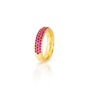 Ring 750 Gelbgold mit 73 pink Saphiren