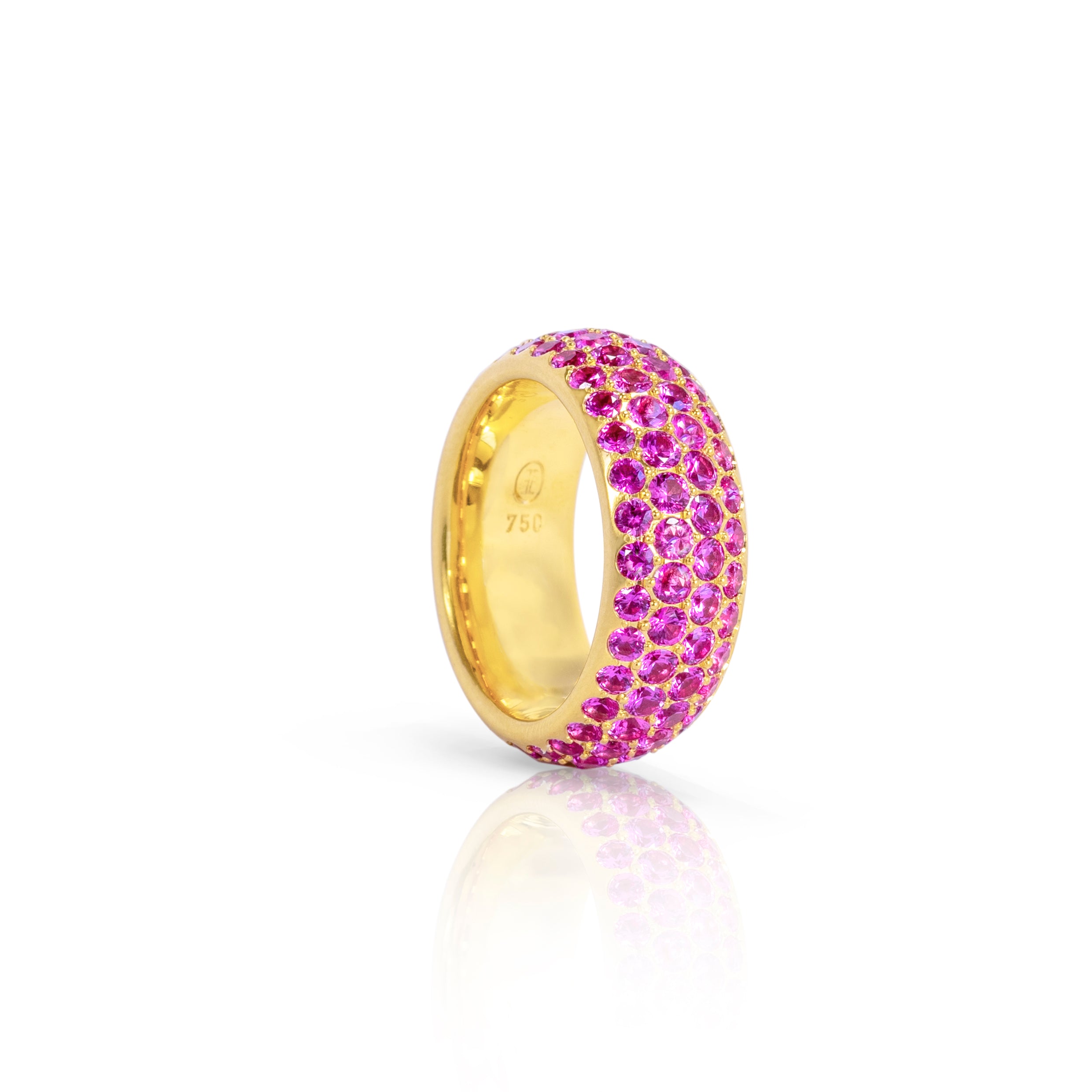 Pavéring mit pink Saphiren