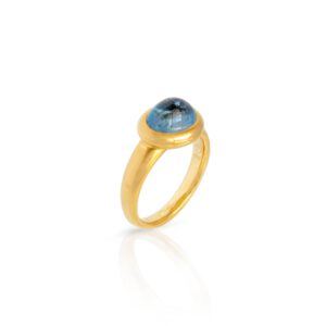 Ring 750 Gelbgold mit Aquamarin Cabochon