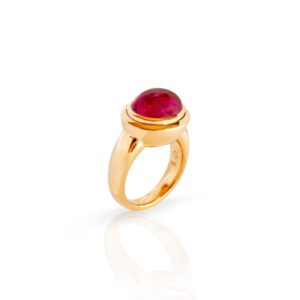Ring 750 Roségold mit Rubellit Cabochon