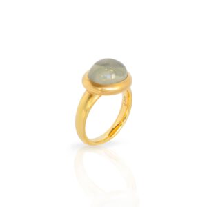 Ring 750 Gelbgold mit grünem Mondstein Cabochon