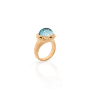 Mantelring tailliert mit Aquamarin Cabochon