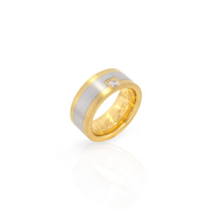 Ring 750 Gelbgold mit Platin und Diamant
