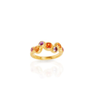 Ring 750 Gelbgold mit orange, lila und pink Saphiren