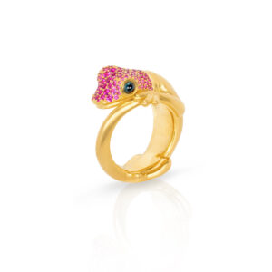 Ring "Gecko" mit pink Saphiren