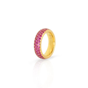 Ring 750 Gelbgold rundum mit pink Saphiren