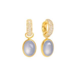 Klappcreolen 750 Gelbgold mit Brillanten und Calcedon Einhängern