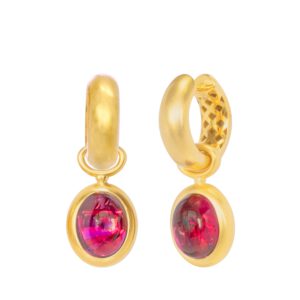 Klappcreolen 750 Gelbgold mit Rubellit Einhängern