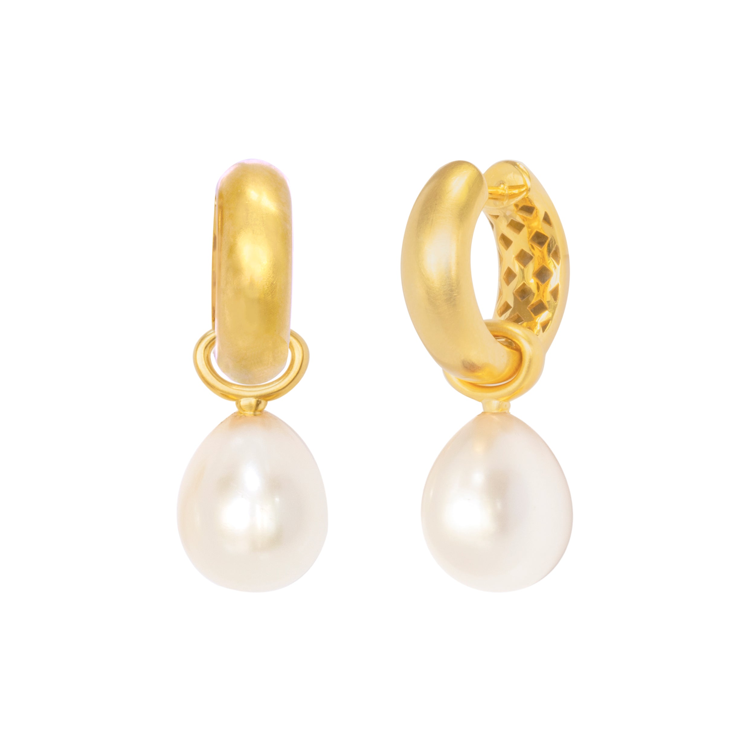 Klappcreolen 750 Gelbgold mit Perleinhängern