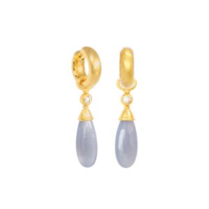 Klappcreolen 750 Gelbgold mit Calcedon Einhängern