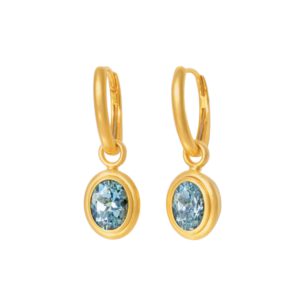 Klappcreolen Wiener Brisur 750 Gelbgold mit Aquamarin Einhängern