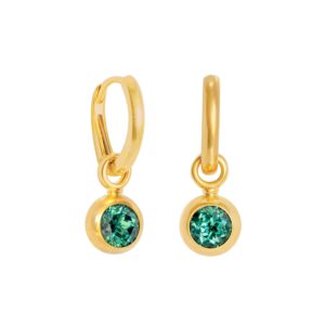 Klappcreolen 750 Gelbgold „Wiener Brisur“ klein mit Turmalin Einhängern