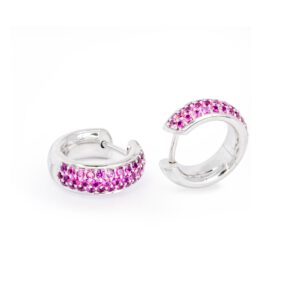 Klappcreolen 750 Weißgold mit pink Saphiren
