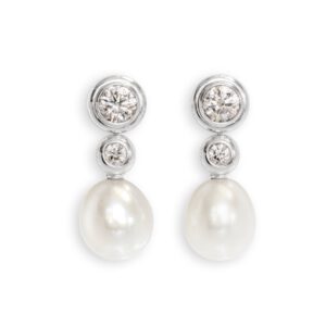 Ohrstecker mit Brillanten und Perleinhängern