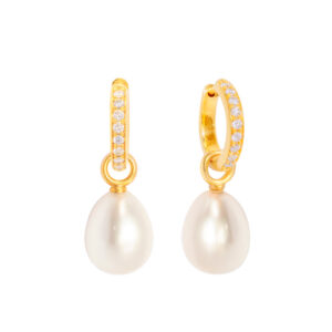 Klappcreolen 750 Gelbgold mit Brillanten und Perleinhängern