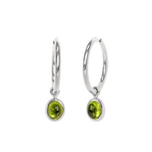 Klappcreolen 750 Weißgold mit Peridot Einhängern