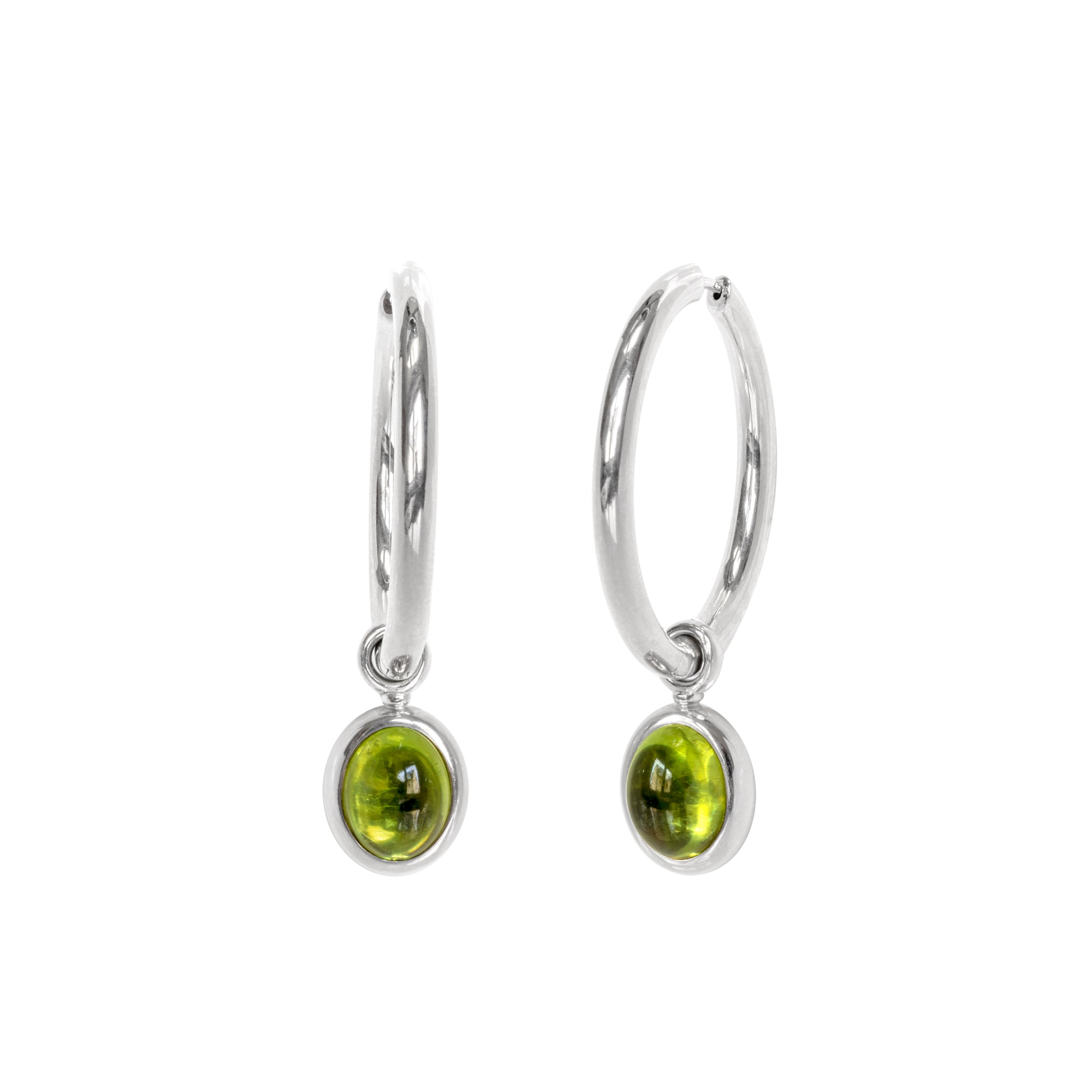 Klappcreolen 750 Weißgold mit Peridot Einhängern