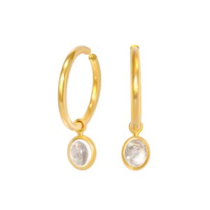 Klappcreolen 750 Gelbgold mit Bergkristall Einhängern