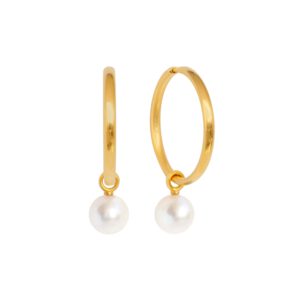 Klappcreolen 750 Gelbgold mit Perleinhängern