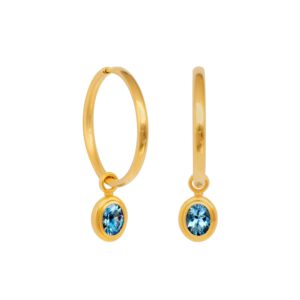 Klappcreolen 750 Gelbgold mit Aquamarin Einhängern