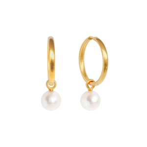 Klappcreolen 750 Gelbgold mit Perleinhängern