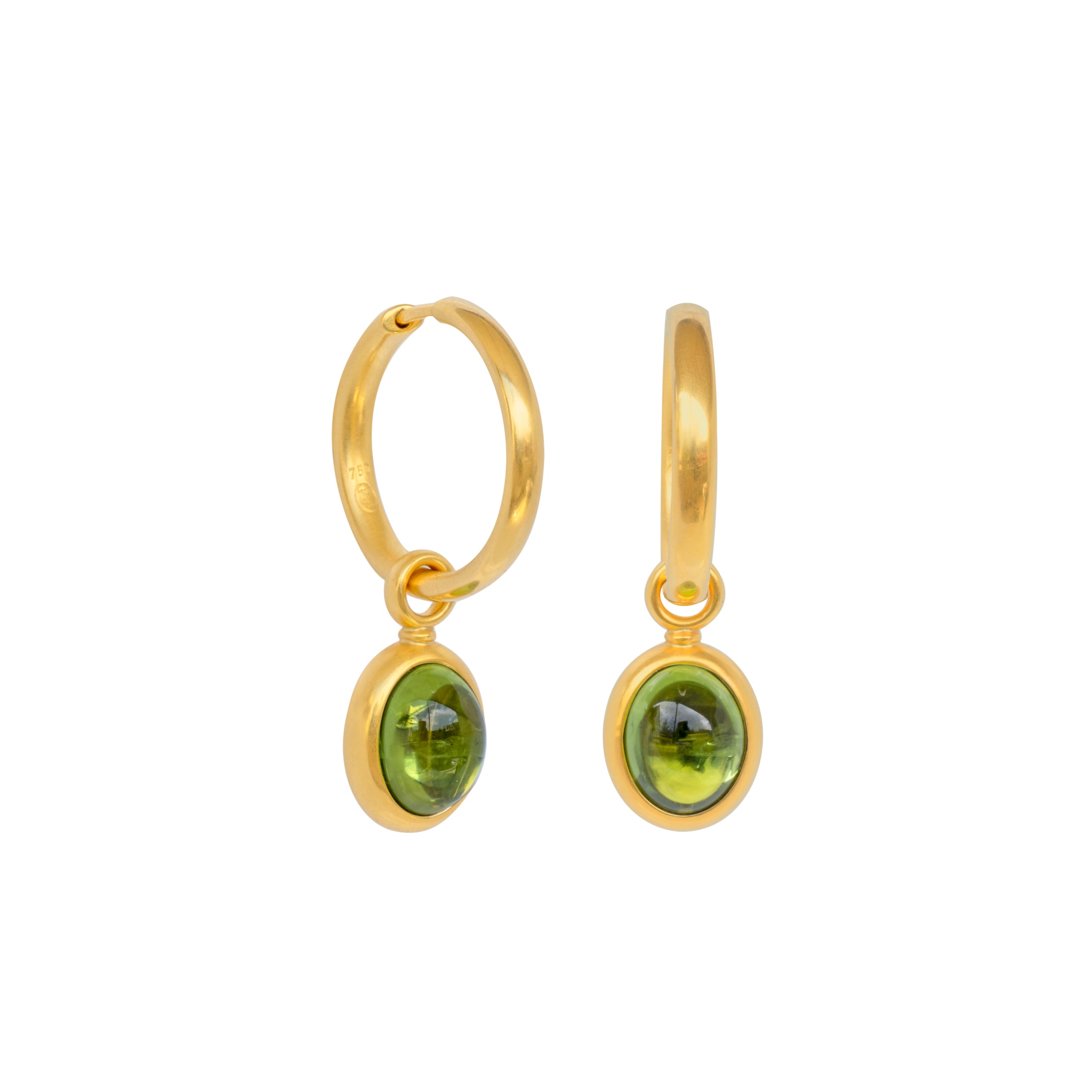 Klappcreolen 750 Gelbgold mit Peridot Einhängern