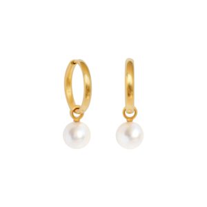 Klappcreolen 750 Gelbgold mit Perleinhängern