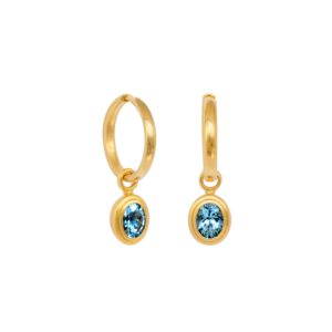 Klappcreolen 750 Gelbgold mit Aquamarin Einhängern