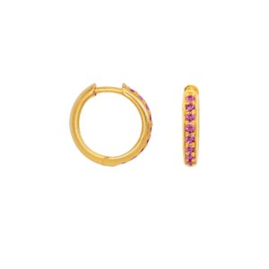 Klappcreolen 750 Gelbgold mit pink Saphiren