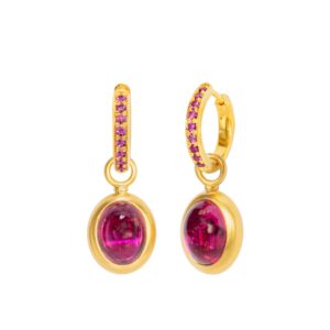 Klappcreolen 750 Gelbgold mit Rubellit Einhängern