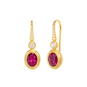 Ohrhänger mit Brillanten und Rubelliten