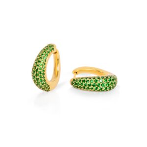 Klappcreolen 750 Gelbgold mit Tsavoriten