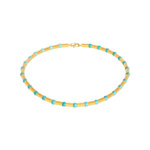 Collier 750 Gelbgold mit Türkiskugeln