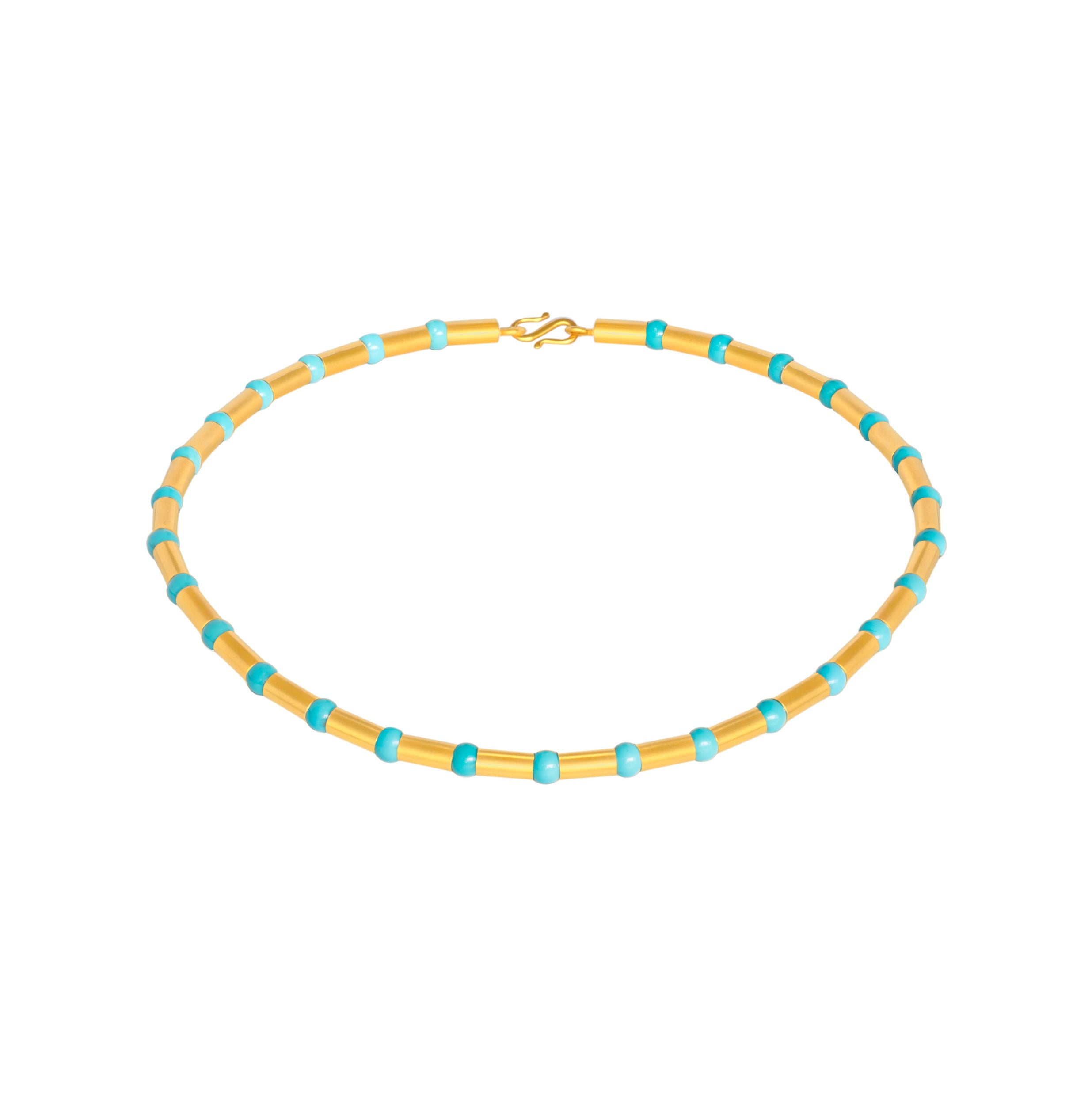 Collier 750 Gelbgold mit Türkiskugeln