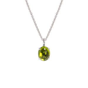 Anhänger 750 Weißgold mit Peridot Cabochon