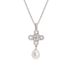 Anhänger 750 Weißgold mit Brillanten und Perle