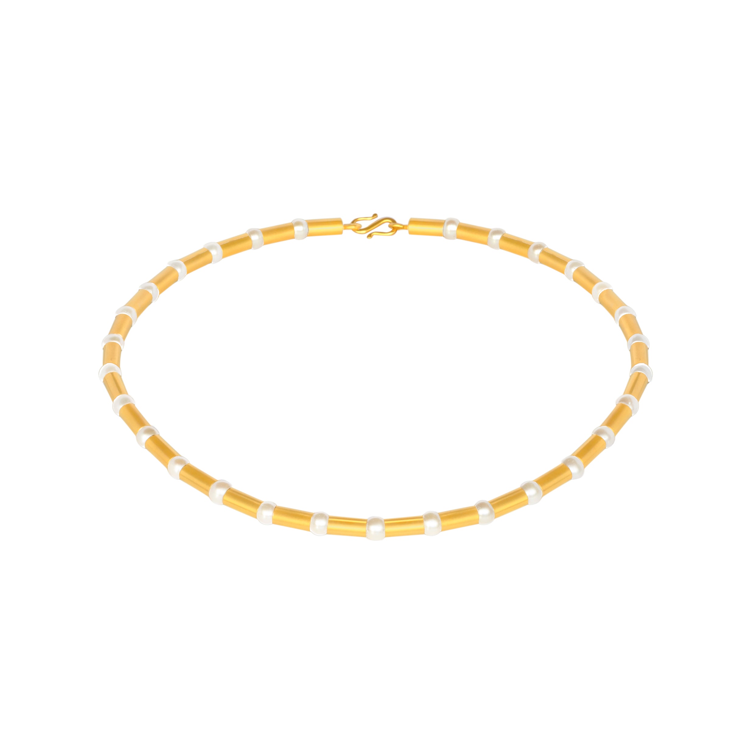 Collier 750 Gelbgold mit Süßwasserperlen