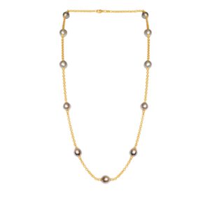 Rundankerkette 750 Gelbgold mit 11 Südseeperlen