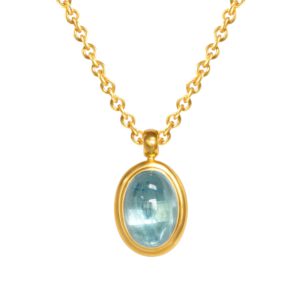 Anhänger 750 Gelbgold mit Aquamarin Cabochon